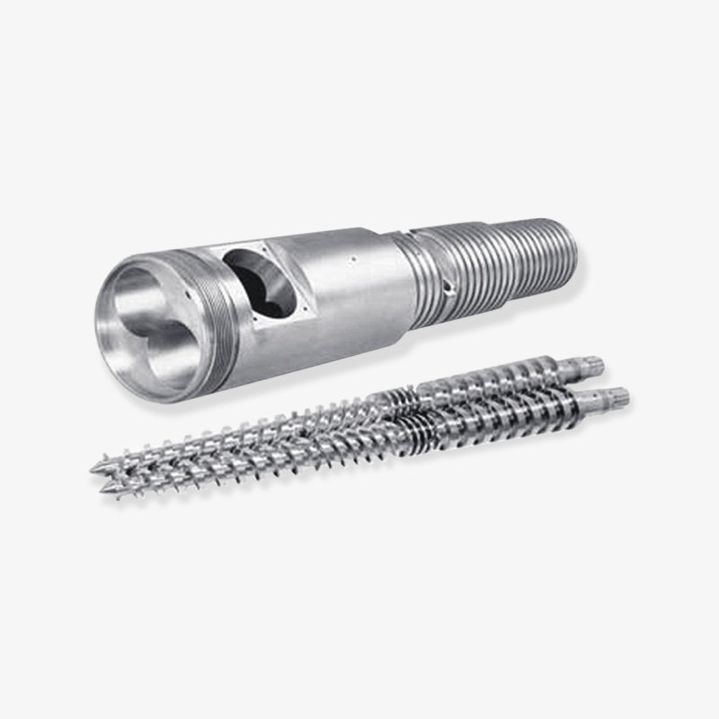 Conical twin screw at bariles